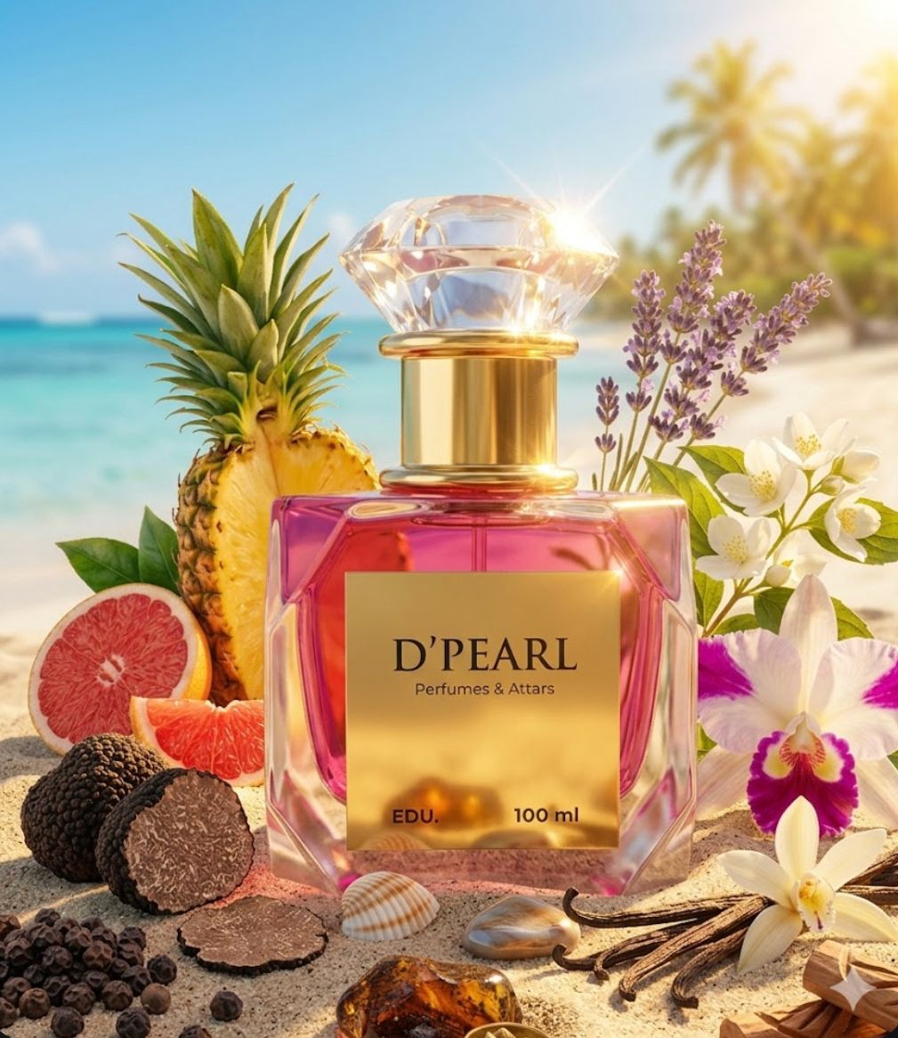 D'PEARL perfume bottle with fragrance notes
